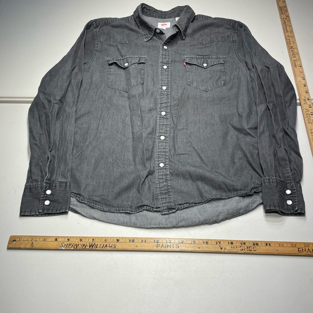 Levi's Size Larger Slim Black Charcoal western cut Button Down Shirt